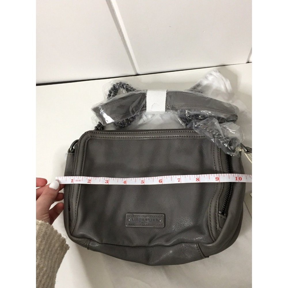 NWT liebeskind berlin small Crossbody handbag Annett Grey Leather Zip Detail - Picture 8 of 9